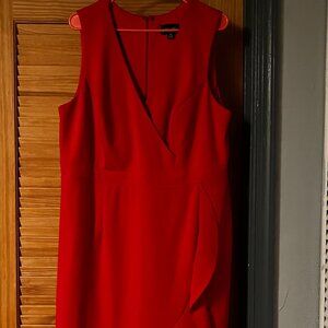 High-Low Red Empire Waist Dress